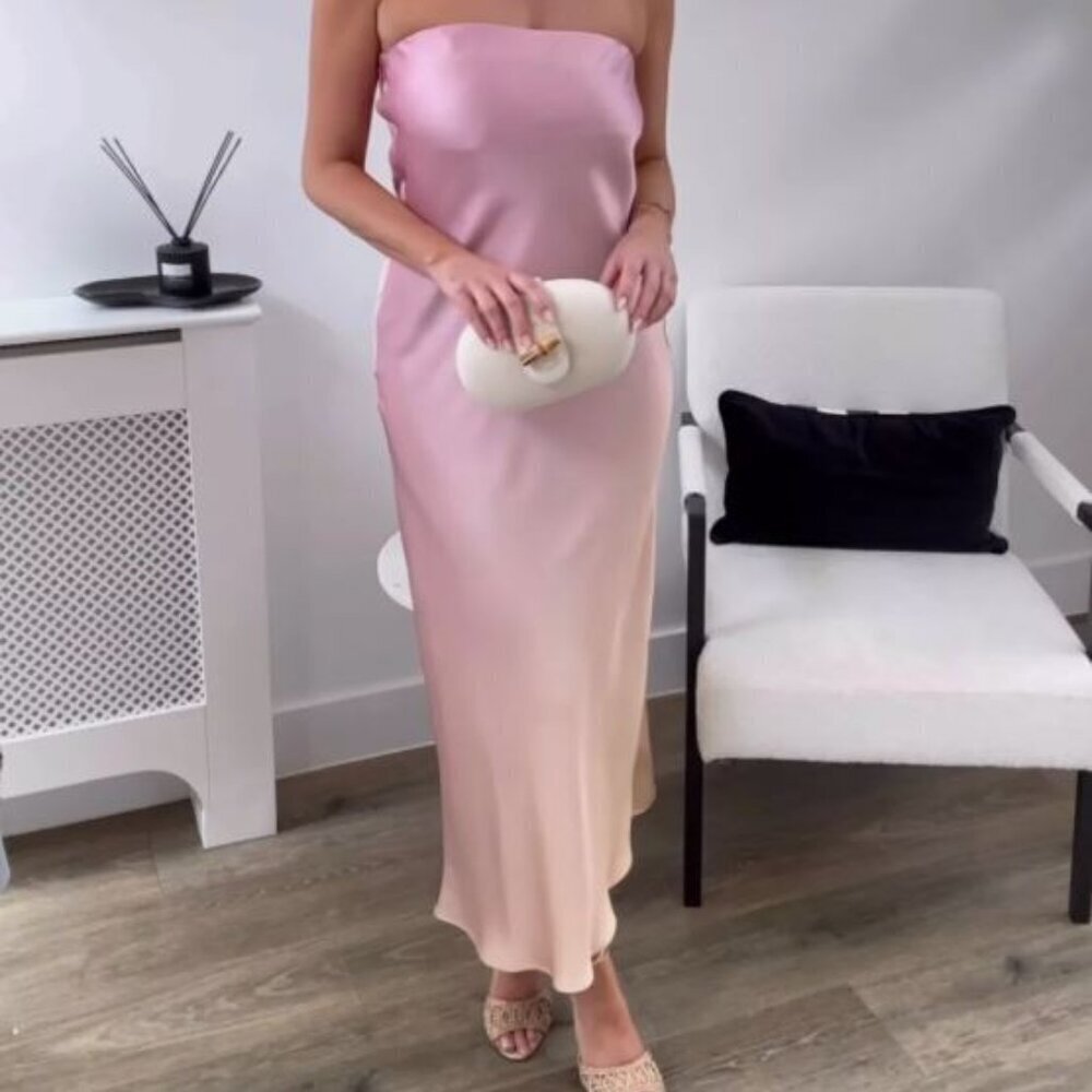 ZARA WOMAN SS23 STRAPLESS SATIN EFFECT DRESS SIZE S 3567 414 050